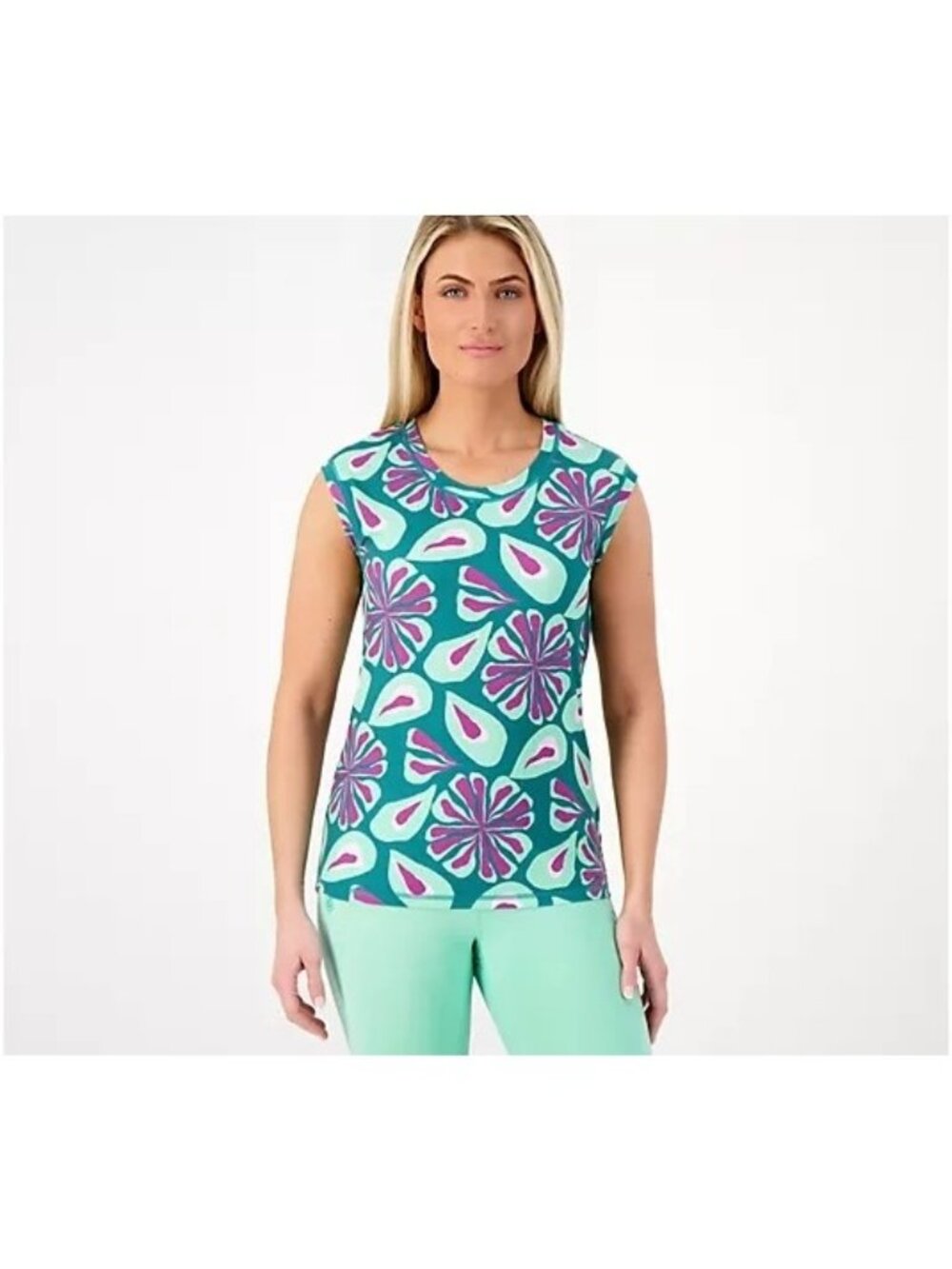 Gymwrap Everyday Tank Top Size Small High Low Hem Torn Harbor Purple Green NEW